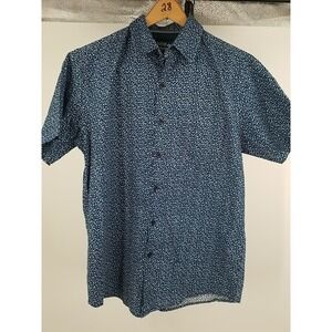 Monument Mens Blue Cotton‎ Short Sleeve Button Up Medium Shirt